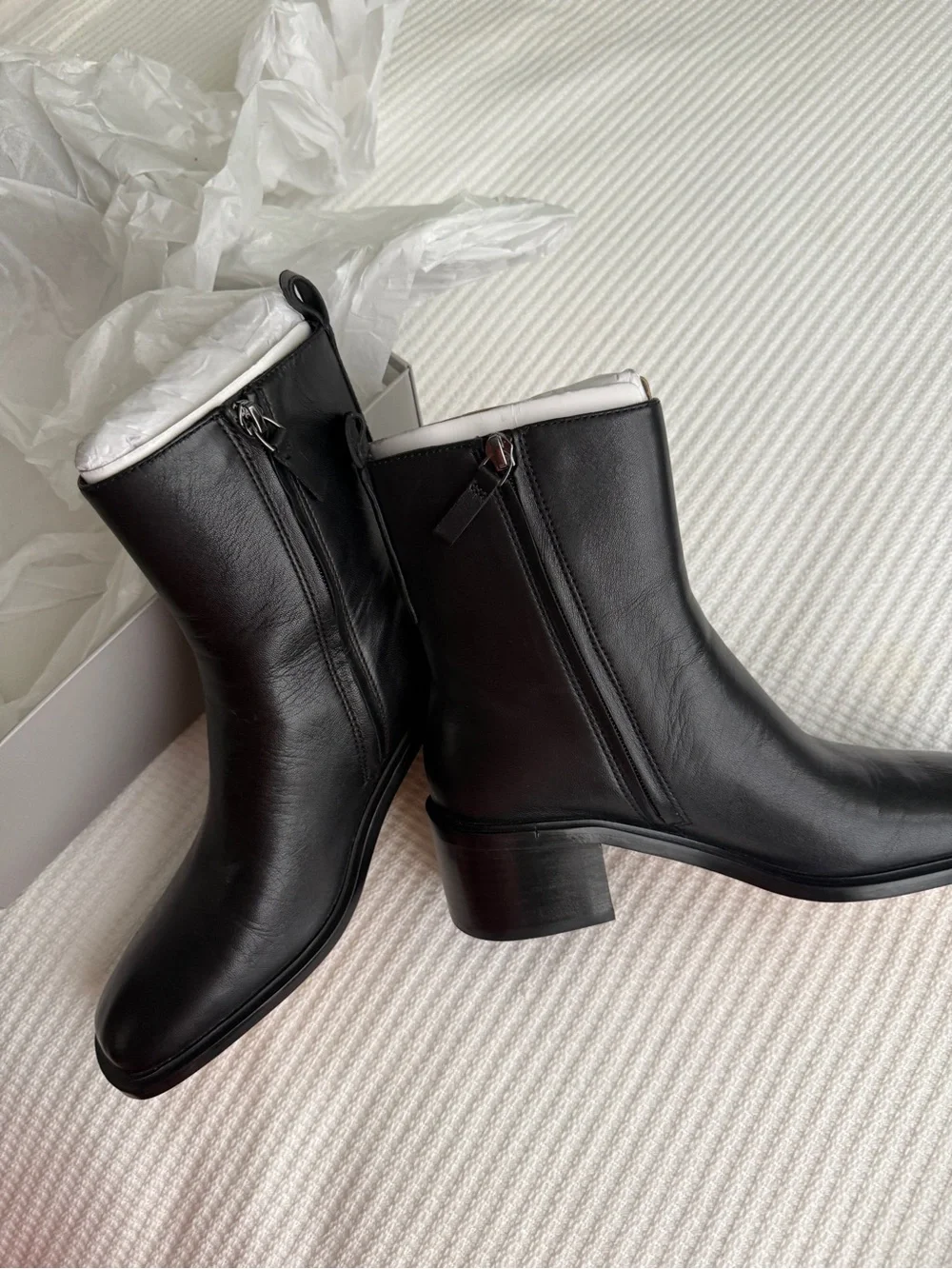 Everlane Black Leather Zip Ankle Boots